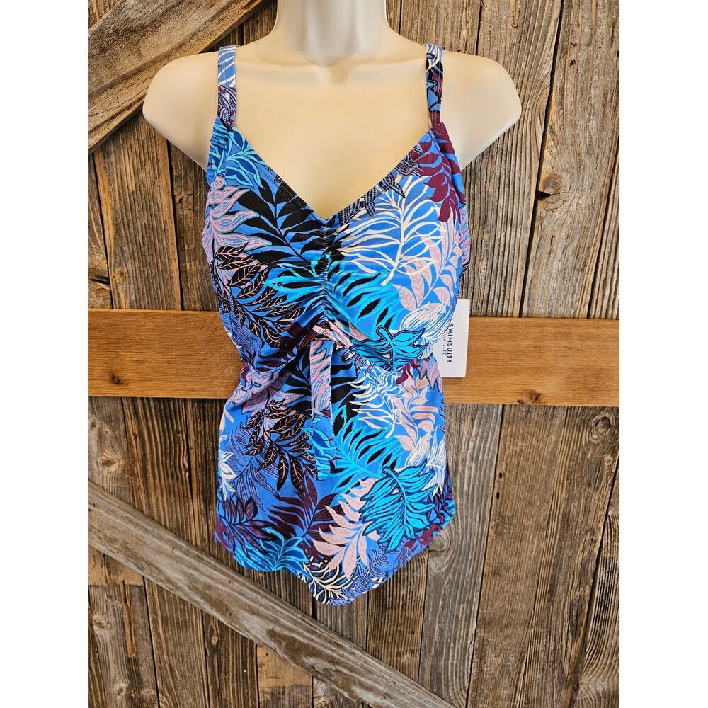 NWT NEW Swimsuits for all bra sized swim top tankini modest plus sz 10 DD F bra